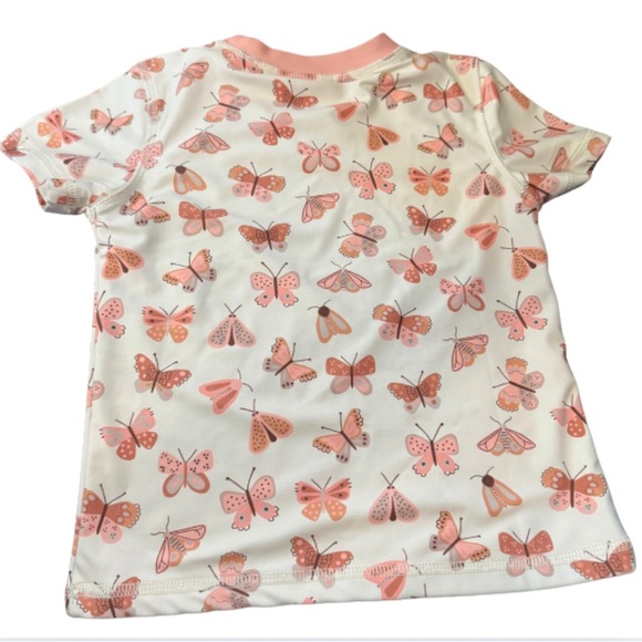 322. Butterfly Pink & Cream Swim Top size 3/4 - Picture 2 of 3